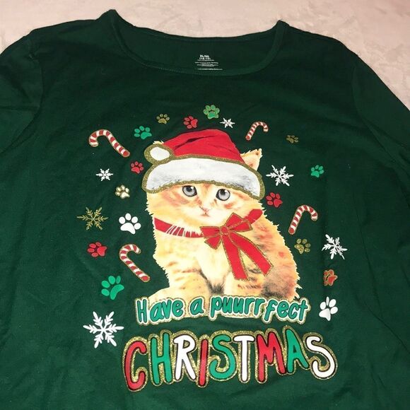NWT Ugly Christmas Cat Tee - Size Jr XL (16/18) - Picture 1 of 5